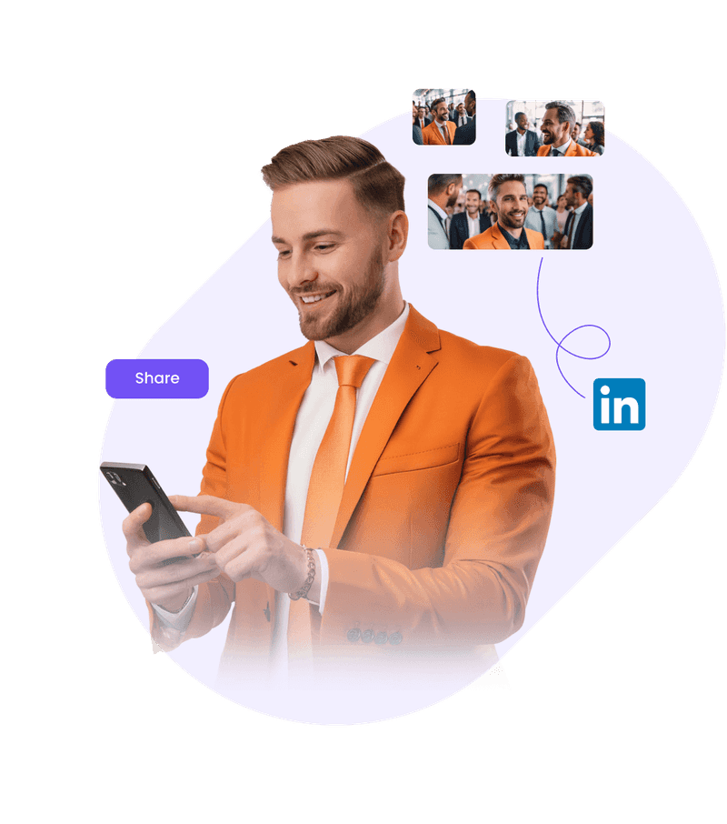 Photos matched to an attendee and delivered to their phone